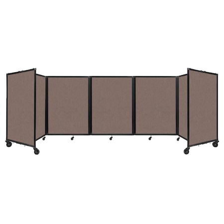 Versare Room Divider 360 Folding Portable Partition 14' x 4' Latte Fabric 1148513